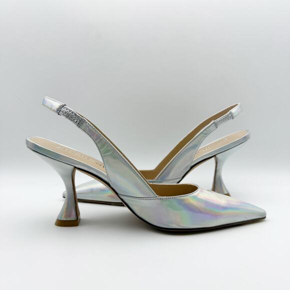 Stuart Weitzman Womens Xcurve 85 Slingback Heels US 6.5 Silver Sling Back NWOB - Picture 4 of 12